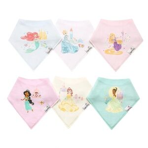 Copper Pearl Disney Princess Set of 6 Absorbent Cotton Drool Bib Bandanas NWT